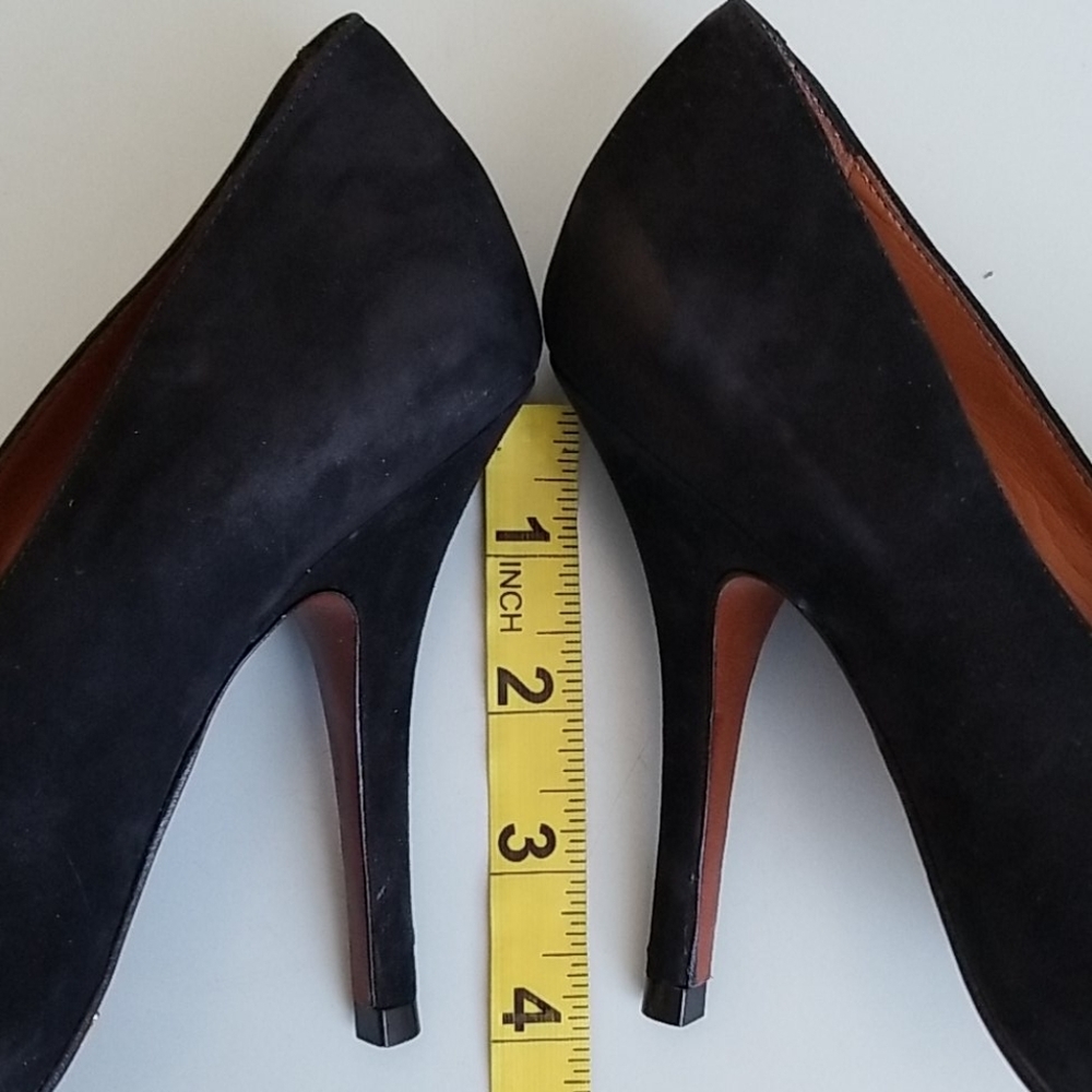 Schutz Black & Tan Pointy Toe Loafer Suede Pumps - Picture 12 of 14